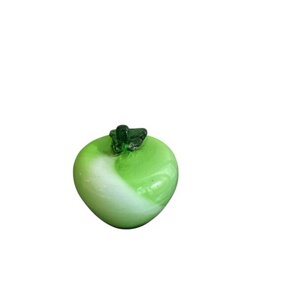 Murano Style Vintage Light Green Apple Glass Art - Picture 3 of 16